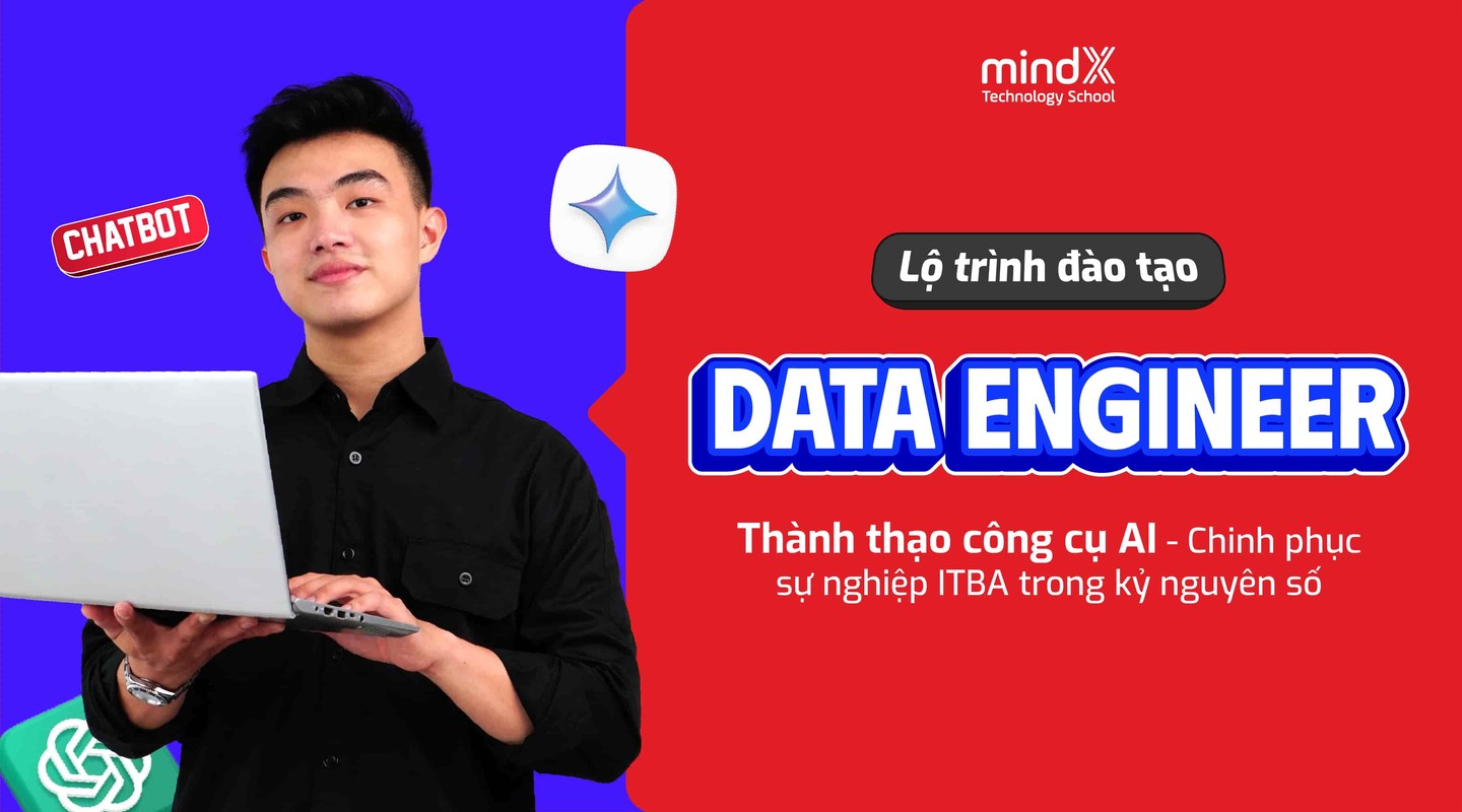 Banner khóa Data Engineer trên mindx.edu.vn.