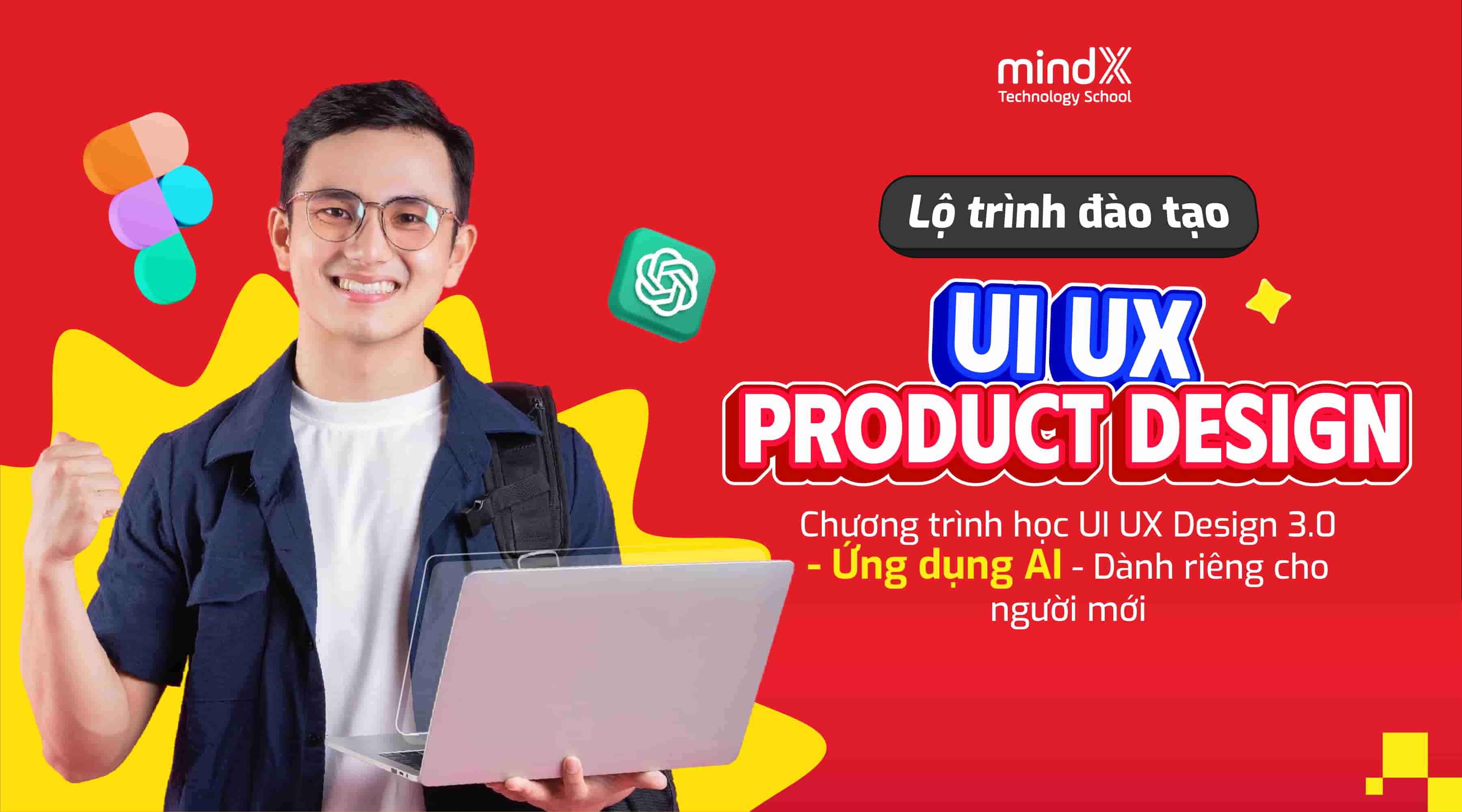 Banner khóa UI/UX Design trên mindx.edu.vn.