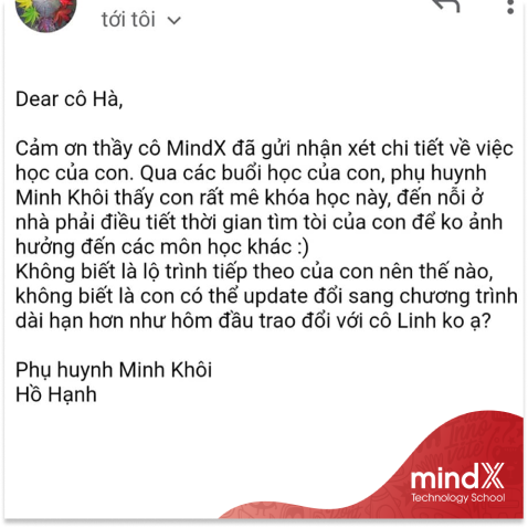 Cảm nhận của phụ huynh MindX Kids