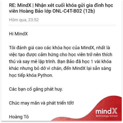 Cảm nhận của phụ huynh MindX Kids