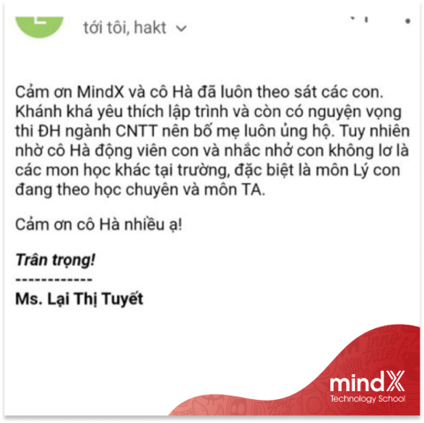 Cảm nhận của phụ huynh MindX Kids