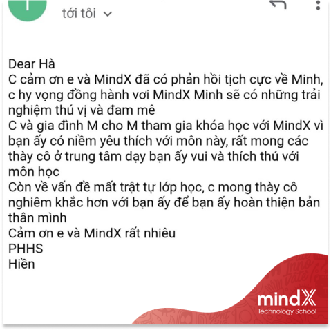Cảm nhận của phụ huynh MindX Kids